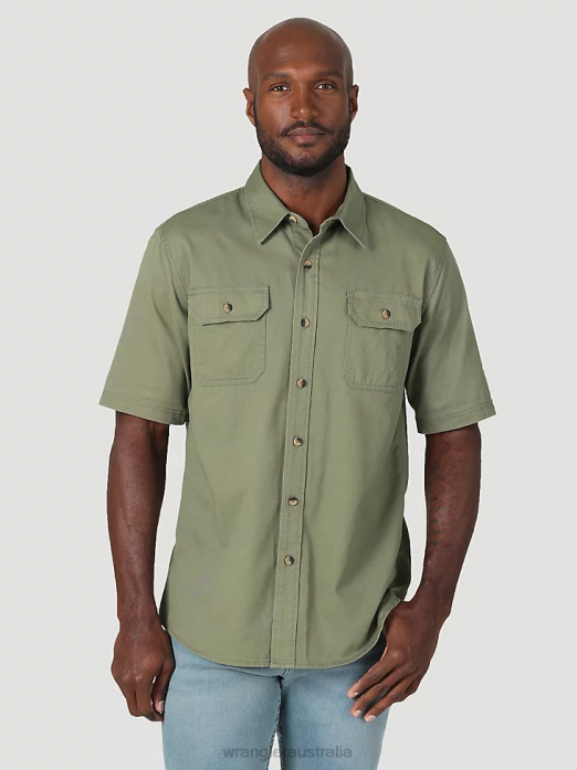 Epic Soft Flex Twill Shirt Men Wrangler RHXV363 Clothing Olivine (112315229)