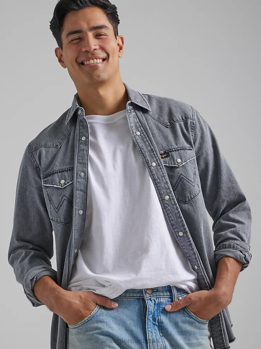 Heritage Workshirt Men Wrangler RHXV474 Clothing Washed Black (112335452)