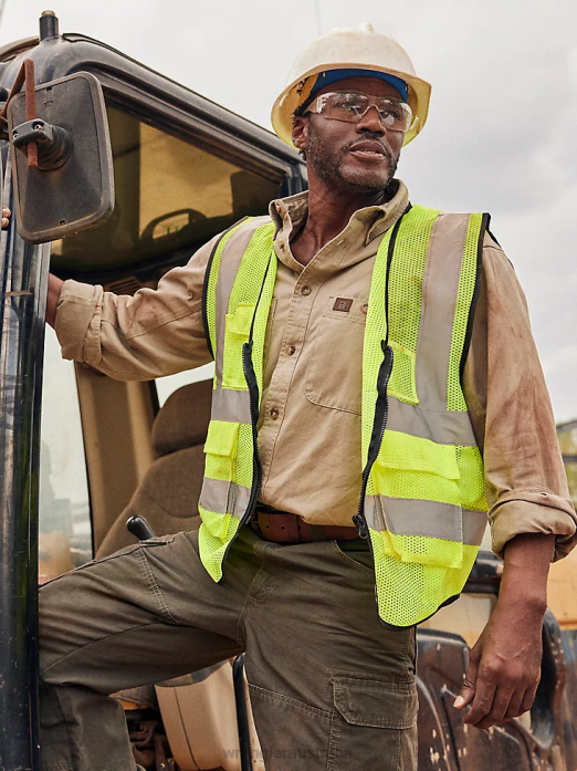 RIGGS Workwear Long Sleeve Button Down Solid Twill Work Shirt Men Wrangler RHXV351 Clothing Khaki (3W501KH)