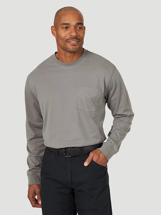 RIGGS Workwear Long Sleeve 1 Pocket Performance T-Shirt Men Wrangler RHXV285 Clothing Nickel (3W702NK)