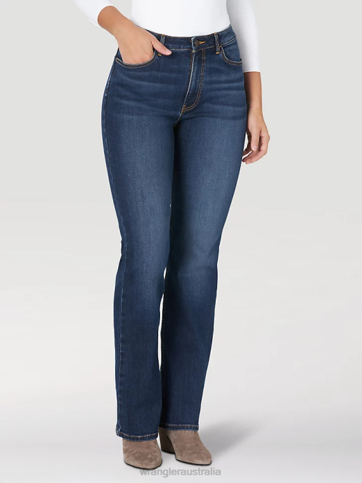 High Rise True Straight Leg Jean Women Wrangler RHXV774 Clothing Stockton (MT1STST)