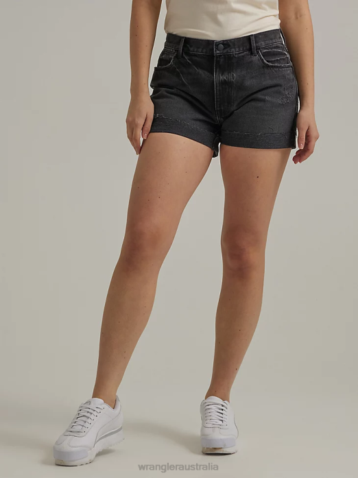Destructed Denim Roll Short Women Wrangler RHXV850 Clothing Moonlight (112334745)