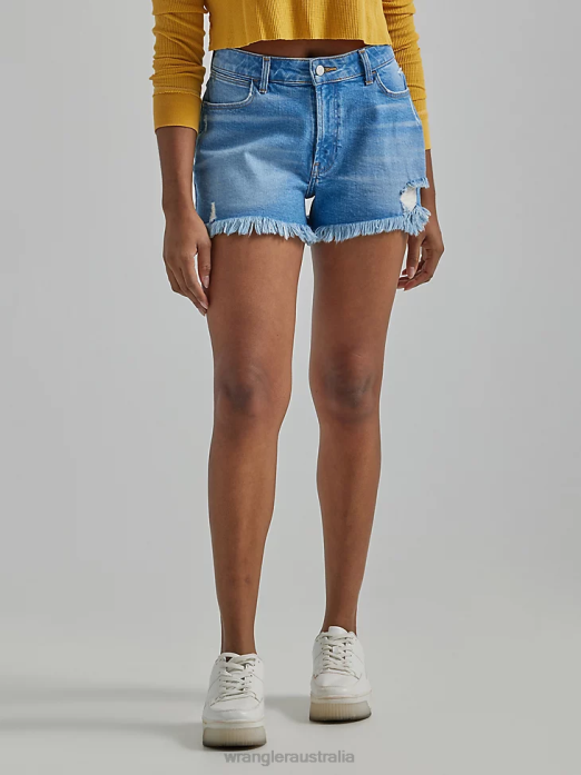 High Rise Vintage Cut-Off Short Women Wrangler RHXV841 Clothing Light Wash (112327626)
